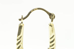 10K Scalloped Twist Design Oval Hoop Earrings Yellow Gold
