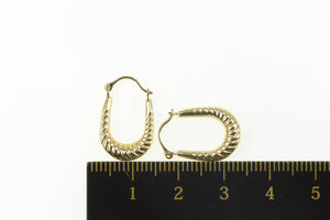 10K Scalloped Twist Design Oval Hoop Earrings Yellow Gold