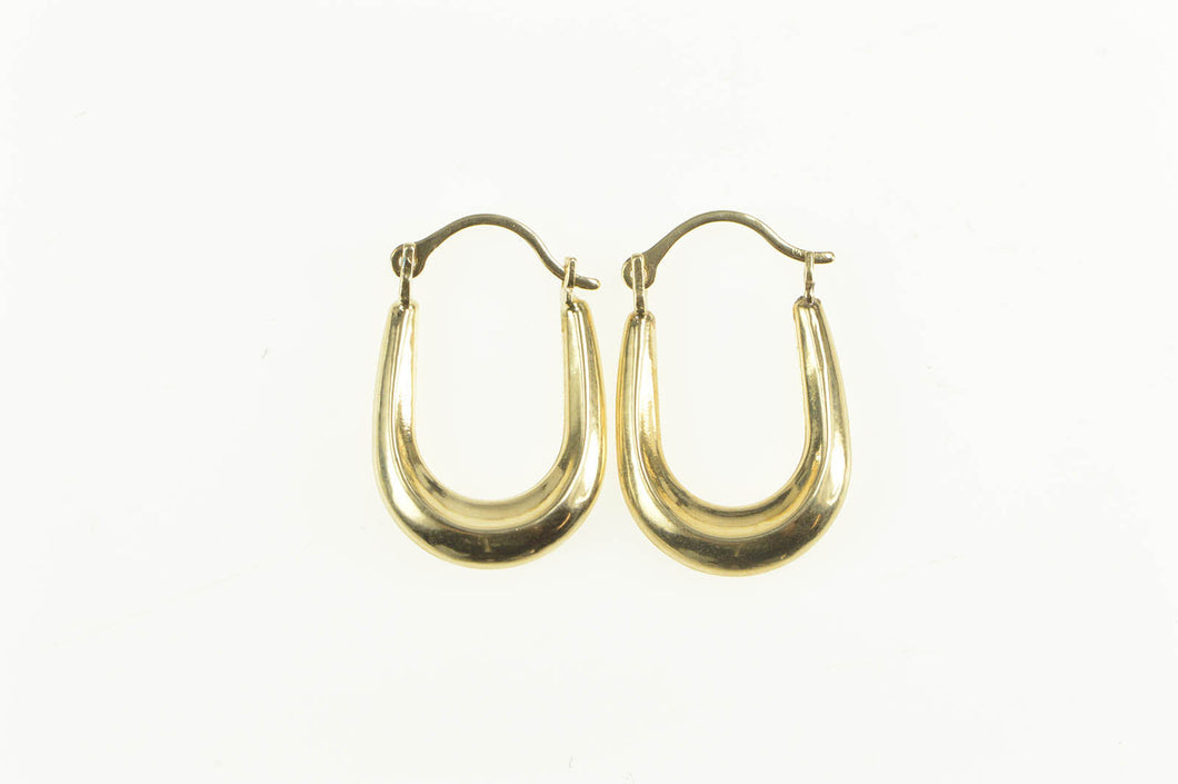 10K Puffy Oval Classic Simple Hoop Earrings Yellow Gold