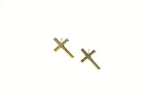 14K Cross Christian Faith Symbol Stud Earrings Yellow Gold