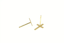 Load image into Gallery viewer, 14K Cross Christian Faith Symbol Stud Earrings Yellow Gold