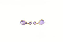 Load image into Gallery viewer, 14K Pear Amethyst Round Dangle Statement Earrings Yellow Gold
