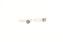 Load image into Gallery viewer, 14K Heart Amethyst Solitaire Classic Dangle Earrings Yellow Gold