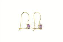 Load image into Gallery viewer, 14K Heart Amethyst Solitaire Classic Dangle Earrings Yellow Gold