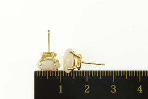 14K Oval Natural Opal Classic Statement Stud Earrings Yellow Gold