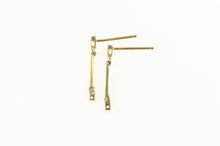 Load image into Gallery viewer, 10K Diamond Inset Dangle Drop Bar Simple Earrings Yellow Gold