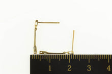 Load image into Gallery viewer, 10K Diamond Inset Dangle Drop Bar Simple Earrings Yellow Gold