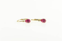 Load image into Gallery viewer, 14K Oval Ruby Diamond Dangle Lever Back Earrings Yellow Gold