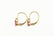 Load image into Gallery viewer, 14K Oval Ruby Diamond Dangle Lever Back Earrings Yellow Gold