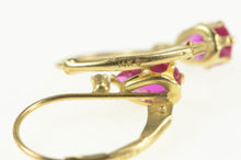 Load image into Gallery viewer, 14K Oval Ruby Diamond Dangle Lever Back Earrings Yellow Gold