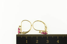 Load image into Gallery viewer, 14K Oval Ruby Diamond Dangle Lever Back Earrings Yellow Gold