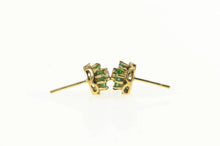 Load image into Gallery viewer, 14K Emerald Flower Diamond Accent Stud Earrings Yellow Gold