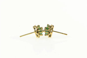 14K Emerald Flower Diamond Accent Stud Earrings Yellow Gold