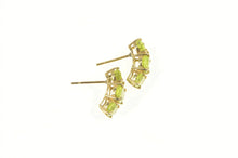 Load image into Gallery viewer, 14K Oval Curved Peridot Cluster Stud Earrings Yellow Gold