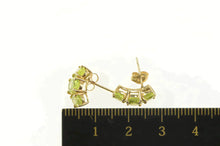Load image into Gallery viewer, 14K Oval Curved Peridot Cluster Stud Earrings Yellow Gold