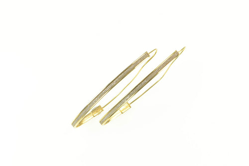 10K Two Tone Textured Grooved Squared Hoop Earrings Yellow Gold