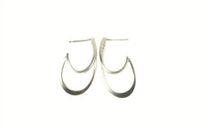 Load image into Gallery viewer, 14K Diamond Layered Curved Semi Hoop Statement Earrings White Gold