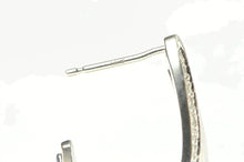 Load image into Gallery viewer, 14K Diamond Layered Curved Semi Hoop Statement Earrings White Gold