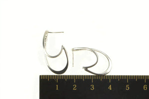 14K Diamond Layered Curved Semi Hoop Statement Earrings White Gold
