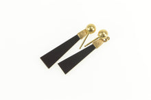 Load image into Gallery viewer, 14K 1960&#39;s Squared Black Onyx Geometric Dangle Earrings Yellow Gold