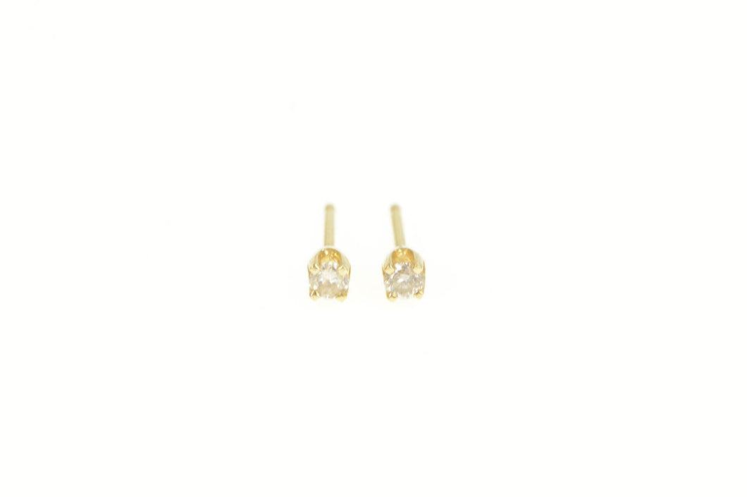14K Simple Classic Diamond Solitaire Stud Earrings Yellow Gold