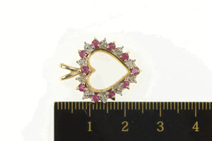 10K Ruby Diamond Classic Heart Love Symbol Pendant Yellow Gold