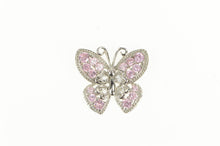 Load image into Gallery viewer, 10K Pink &amp; White CZ Encrusted Butterfly Fashion Pendant White Gold
