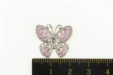 Load image into Gallery viewer, 10K Pink &amp; White CZ Encrusted Butterfly Fashion Pendant White Gold