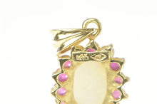 Load image into Gallery viewer, 14K Natural Opal Ruby Halo Oval Statement Pendant Yellow Gold