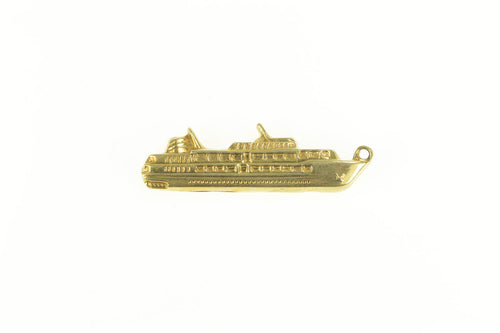 14K 3D Ornate Cruise Ship Boat Travel Souvenir Charm/Pendant Yellow Gold