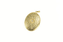 Load image into Gallery viewer, 14K Ornate Engraved Floral Diamond Photo Locket Pendant Yellow Gold