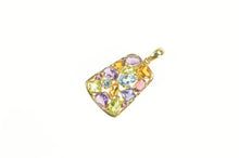 Load image into Gallery viewer, 14K Amethyst Blue Topaz Citrine Squared Cluster Pendant Yellow Gold