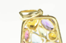 Load image into Gallery viewer, 14K Amethyst Blue Topaz Citrine Squared Cluster Pendant Yellow Gold