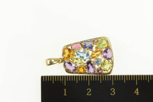 Load image into Gallery viewer, 14K Amethyst Blue Topaz Citrine Squared Cluster Pendant Yellow Gold