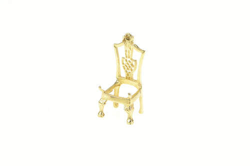 14K 3D Ornate Dining Chair Seat Furniture Charm/Pendant Yellow Gold