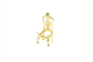 14K 3D Ornate Dining Chair Seat Furniture Charm/Pendant Yellow Gold