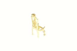 14K 3D Ornate Dining Chair Seat Furniture Charm/Pendant Yellow Gold