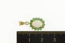 Load image into Gallery viewer, 14K Opal Emerald Halo Oval Statement Pendant Yellow Gold