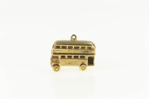 9K Double Decker Bus London Travel Souvenir Charm/Pendant Yellow Gold