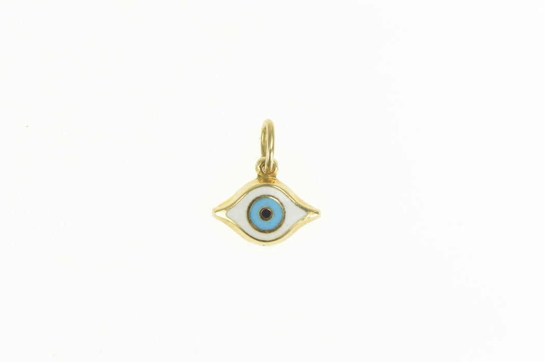 14K Enamel Nazar Evil Eye Protection Symbol Charm/Pendant Yellow Gold