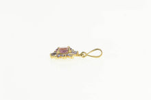 Load image into Gallery viewer, 14K Rhodolite Garnet Tanzanite Halo Oval Pendant Yellow Gold