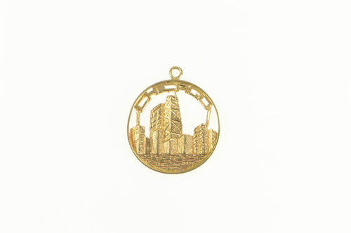 14K Chicago City Skyline Illinois Travel Souvenir Charm/Pendant Yellow Gold