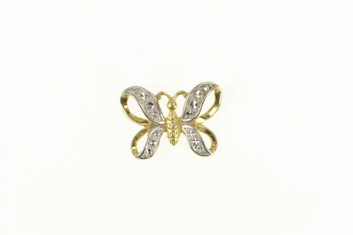 10K Two Tone Butterfly Change Symbol Charm/Pendant Yellow Gold