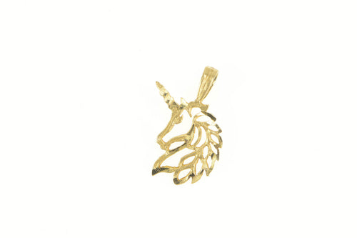 14K Diamond Cut Unicorn Mystical Magic Animal Charm/Pendant Yellow Gold