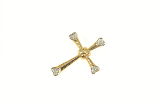 10K Cross Diamond Inset Christian Faith Symbol Pendant Yellow Gold