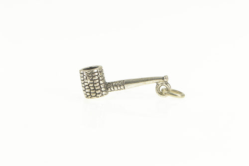 Sterling Silver 3D Corn Cob Pipe Smoker Charm/Pendant