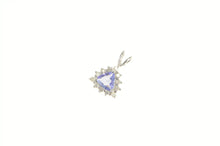 Load image into Gallery viewer, 14K Trillion Tanzanite Diamond Halo Statement Pendant White Gold