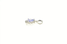 Load image into Gallery viewer, 14K Trillion Tanzanite Diamond Halo Statement Pendant White Gold