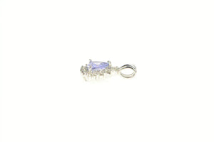 14K Trillion Tanzanite Diamond Halo Statement Pendant White Gold