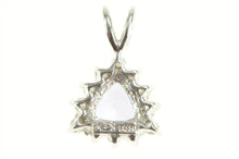 Load image into Gallery viewer, 14K Trillion Tanzanite Diamond Halo Statement Pendant White Gold